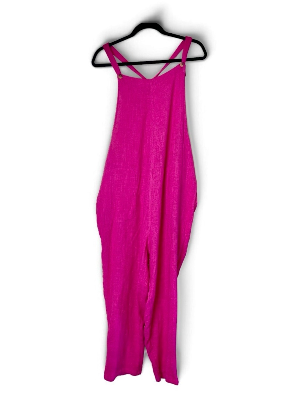 Free People Pink Wide Leg Romper Jumpsuit Open Back Pockets Medium NWT